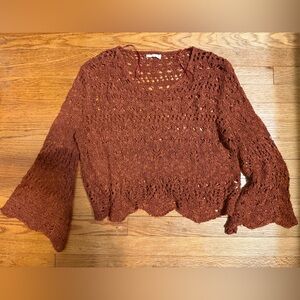 Altar'd State Rust Open-Knit Sweater